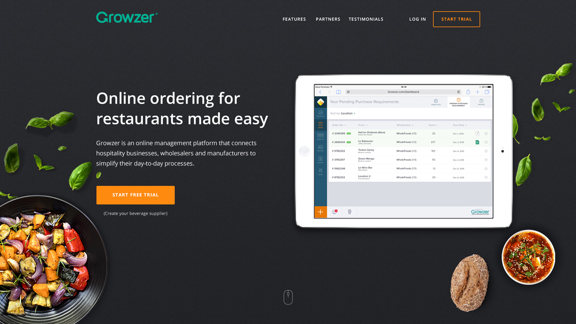 Growzer homepage UI