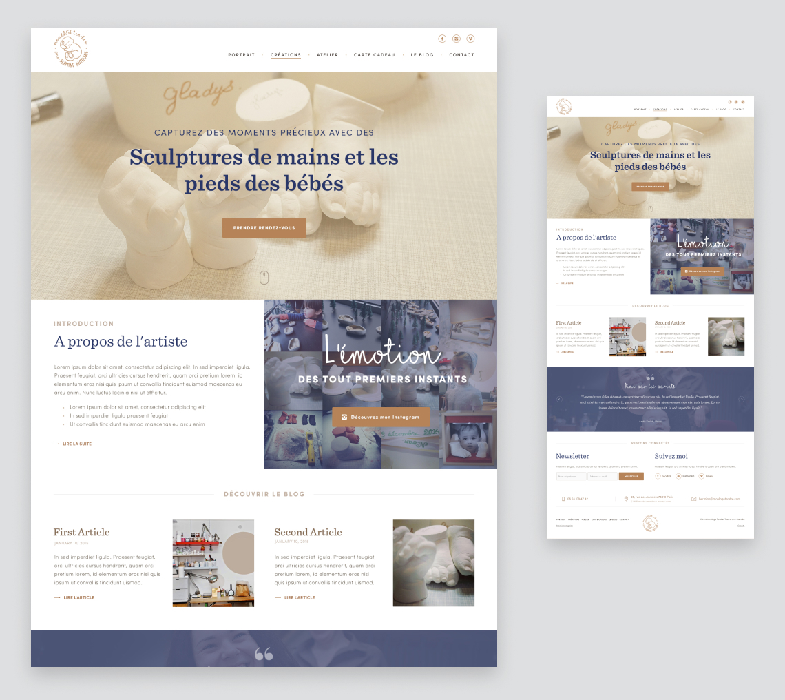 Moulage Tendre, business website for Hermine Anthoine