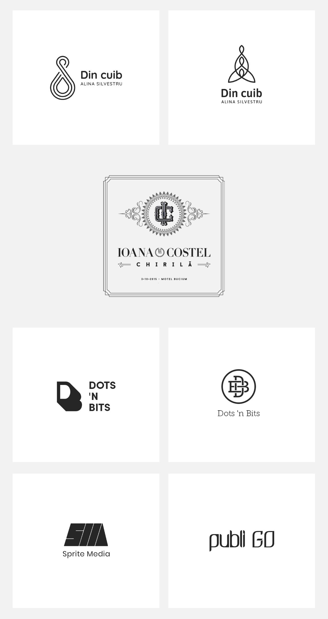 Logos: Din Cuib - Alina Silvestru | Costel Ioana Chirila - Monogram | Dots 'n Bits | Sprite Media | Publi GO